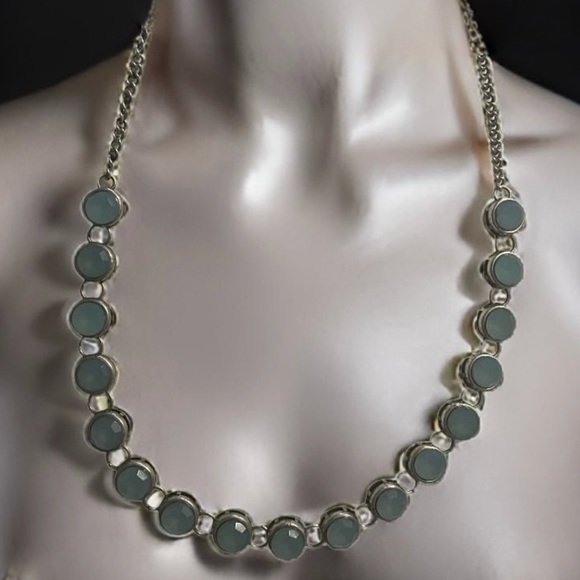 Jewelry - Simple Coastal Round faceted Light Silver Blue/Gray Necklace Work Church Glam